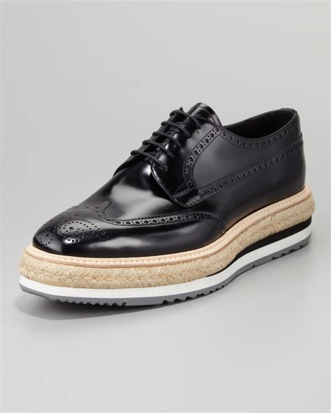 prada black leather wingtip oxfords|Prada Oxford Shoes for Men .